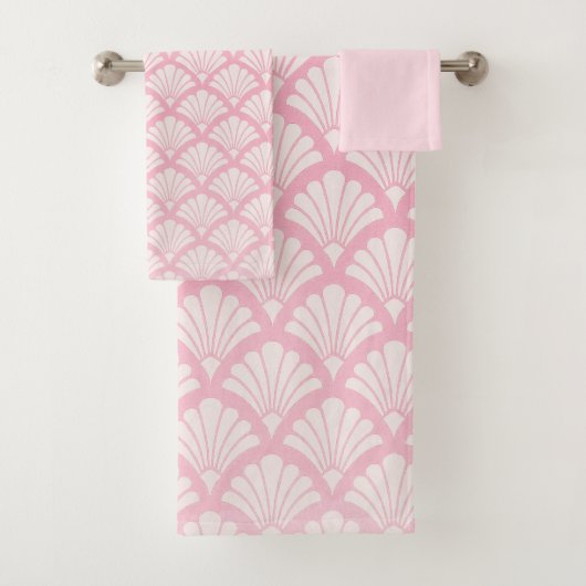Weiches rosa Art Deco Badetuch-Set Badhandtuch Set (Insitu)