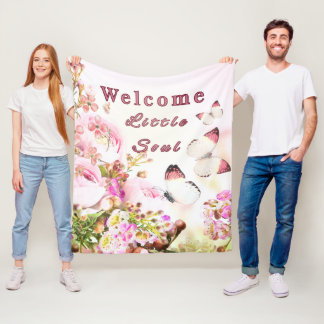 Weiches rosa Blumen-Babydecke mit Schmetterlingen Fleecedecke