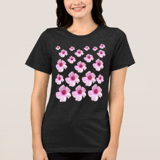 Weiches rosa Blumenmuster Charcoal Blumen T-Shirt Tri-Blend Shirt