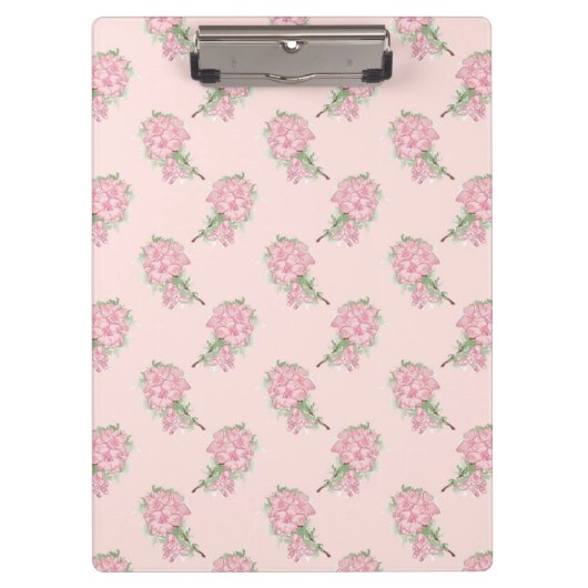 Weiches Rosa Blumenmuster | Romantische Blume Klemmbrett (Vorderseite)