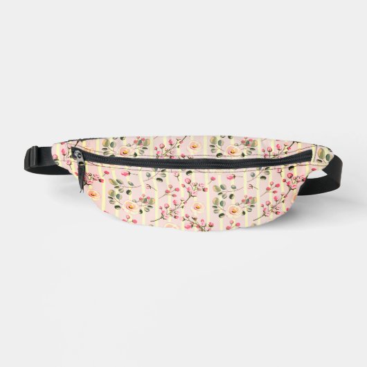 Weiches rosa Blumenstreifenmuster Bauchtasche (Vorderseite)