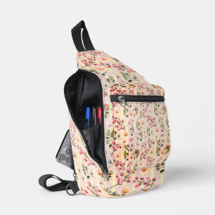 Weiches rosa Blumenstreifenmuster Crossbody Bag