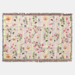 Weiches rosa Blumenstreifenmuster Decke