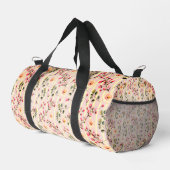 Weiches rosa Blumenstreifenmuster Duffle Bag (Rechte Ecke)