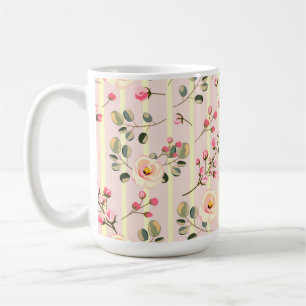 Weiches rosa Blumenstreifenmuster Kaffeetasse