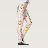 Weiches rosa Blumenstreifenmuster Leggings (Rechts)