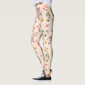Weiches rosa Blumenstreifenmuster Leggings (Links)