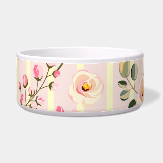 Weiches rosa Blumenstreifenmuster Napf (Vorderseite)