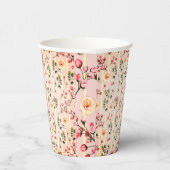 Weiches rosa Blumenstreifenmuster Pappbecher (Rechts)