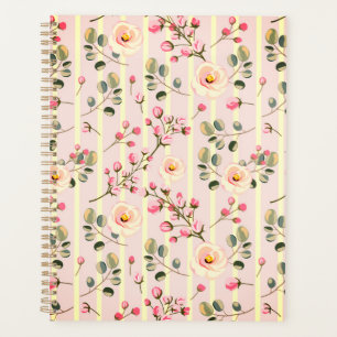 Weiches rosa Blumenstreifenmuster Planer