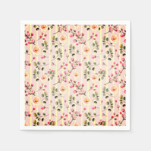 Weiches rosa Blumenstreifenmuster Serviette