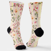 Weiches rosa Blumenstreifenmuster Socken (Gewinkelt)