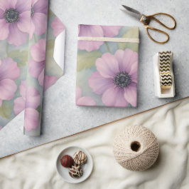 Weiches Rosa Botanisches Florales Geschenkpapier