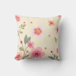 Weiches rosa Cottage-Blumen-Wurfkissen Kissen
