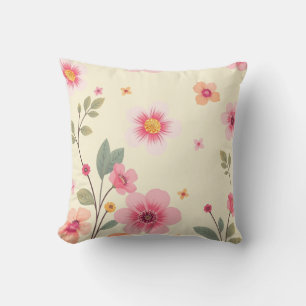 Weiches rosa Cottage-Blumen-Wurfkissen Kissen