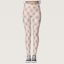 Weiches rosa Diamantgitter mit Oliven- und rosafar Leggings