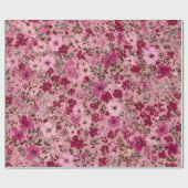 Weiches Rosa Ditsy-Blumenmuster Pastell Boho 70er Geschenkpapier (Flach)
