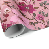 Weiches Rosa Ditsy-Blumenmuster Pastell Boho 70er Geschenkpapier (Rolleneckpunkt)