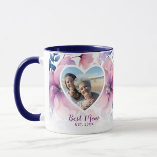 Weiches rosa florales Herz Foto Muttertagsgeschenk Tasse