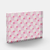 Weiches Rosa Gänseblümchen Karo Blumenmuster Fotoblock (Links)