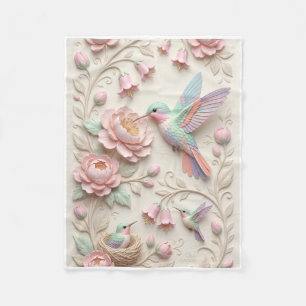 Weiches Rosa geformtes Vögel und Blumen Muster Fle Fleecedecke