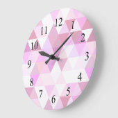 Weiches rosa geometrisches Dreieck-Muster Große Wanduhr (Winkel)