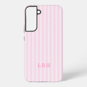 Weiches Rosa Gestreiftes Vintage-Look Monogramm Samsung Galaxy Hülle