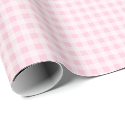 Weiches rosa Gingham-Geschenkpapier Geschenkpapier (Rolleneckpunkt)