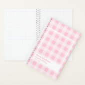 Weiches Rosa Gingham Transparenter Rahmen Notizblock (Innen)