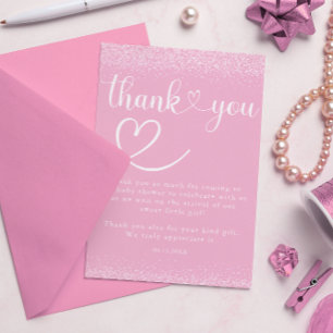Weiches Rosa Glitter Dankeschön Herz Schrift Dankeskarte
