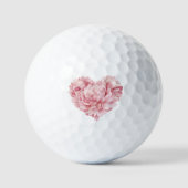Weiches rosa Herz Blumen Golfball (Vorderseite)