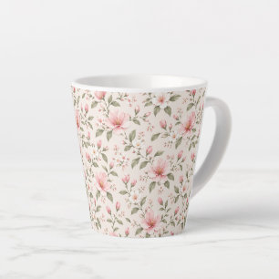 Weiches rosa Kirschblüten-Blumen nahtloses Muster Milchtasse