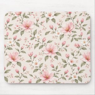 Weiches Rosa Kirschblüten-Blumen nahtloses Muster Mousepad