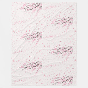 Weiches Rosa Kirschblüten Blumenmuster Fleece 