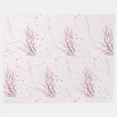 Weiches Rosa Kirschblüten Blumenmuster Fleece  (Vorderseite (Horizontal))