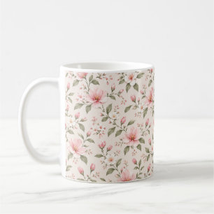 Weiches rosa Kirschblüten-Blumenmuster nahtlos Kaffeetasse