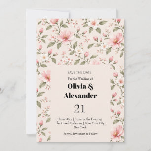 Weiches rosa Kirschblüten-Blumenmuster nahtlos Save The Date