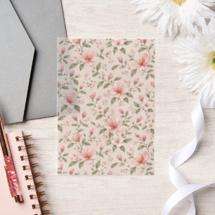 Weiches Rosa Kirschblüten Florales Nahtloses Muste Pergament Einladungen