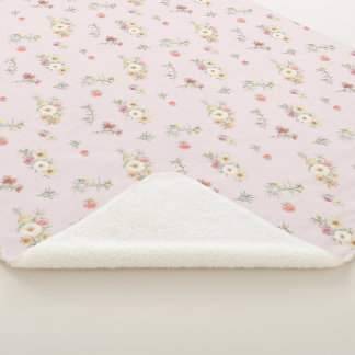 Weiches Rosa Moosröschen Aquarell Blumenmuster Sherpadecke