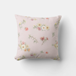 Weiches Rosa Moosrosen-Wasserfarben-Blumenmuster Kissen