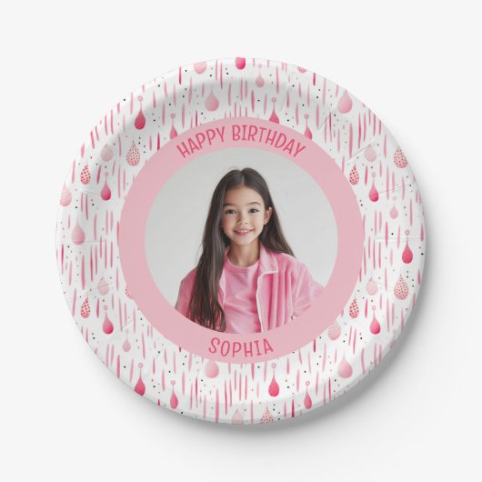 Weiches rosa Muster-Foto Pappteller (Vorderseite)