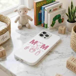 Weiches Rosa Neue Mama Erstes Jahr Baby Icons Desi iPhone 13 Pro Max Hülle