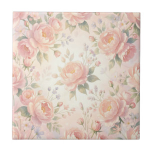 Weiches Rosa Pfingstrosen-Blumenmuster Fliese