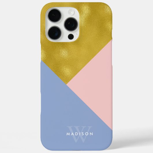 Weiches rosa Singrün-und Imitat-Gold mit Monogramm Case-Mate iPhone Hülle (Rückseite)