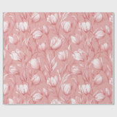 Weiches Rosa Tulpe Weißes Blumenmuster Geschenkpapier (Flach)