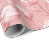 Weiches Rosa Tulpe Weißes Blumenmuster Geschenkpapier (Rolleneckpunkt)