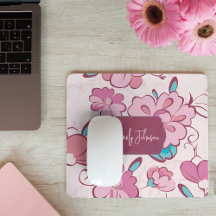 Weiches Rosa Türkis Florales Monogramm-Design mit 