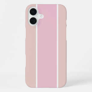 Weiches Rosa und Beige Vertikalstreifenmuster iPhone 16 Plus Hülle