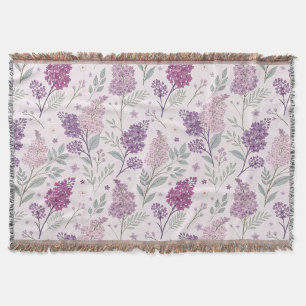 Weiches Rosa und Lila Flieder Blumenmuster   Decke