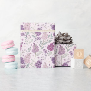 Weiches Rosa und Lila Flieder Blumenmuster   Geschenkpapier